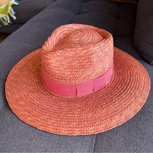 Brixton Straw Fedora Hat - Pink